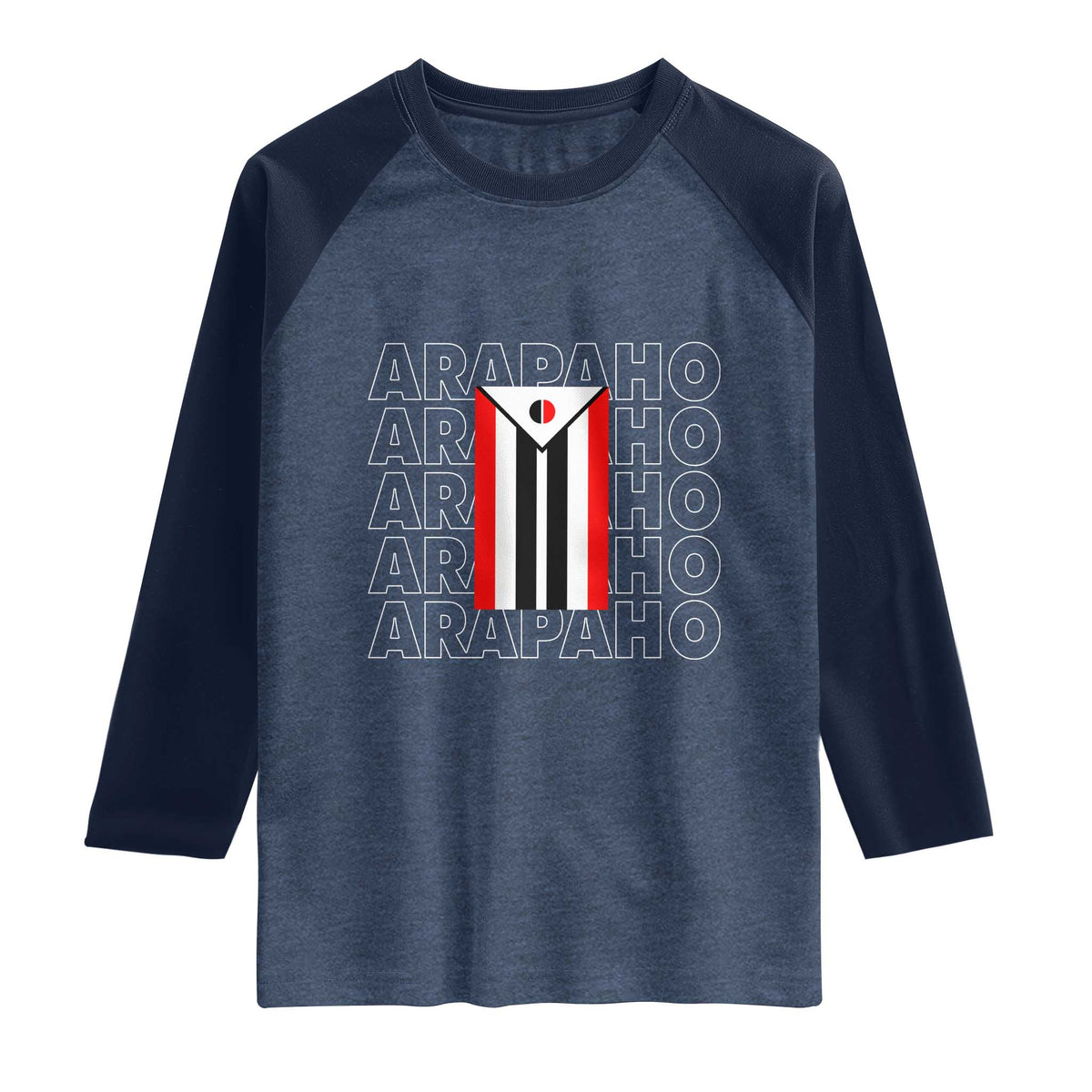 Arapaho Nation Flag Symbol Raglan Shirt TS14 Heather Denim Navy Print Your Wear