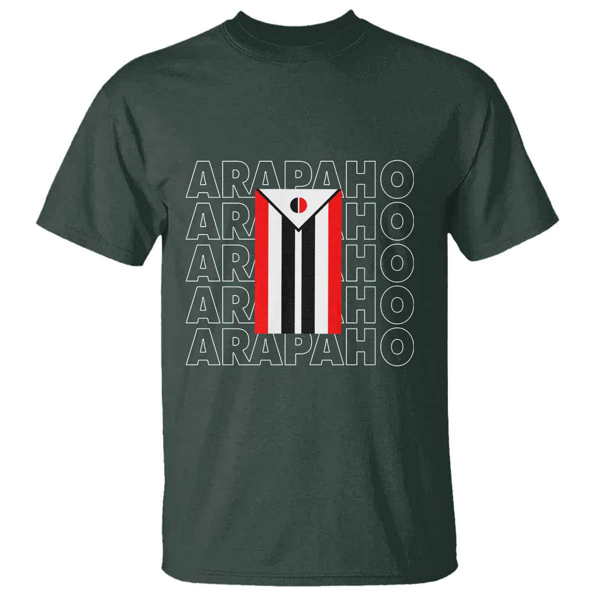 Arapaho Nation Flag Symbol T Shirt TS14 Dark Forest Green Print Your Wear