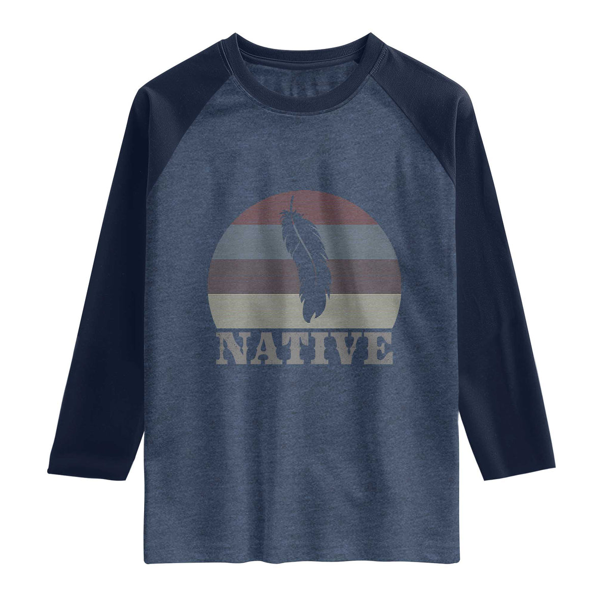 Native Indian American Pride Indigenous Native American Raglan Shirt TS14 Heather Denim Navy Print Your Wear