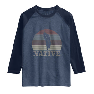 Native Indian American Pride Indigenous Native American Raglan Shirt TS14 Heather Denim Navy Print Your Wear