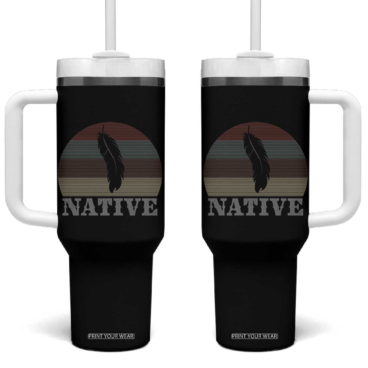 Native Indian American Pride Indigenous Native American Tumbler With Handle TS14 One Size: 40 oz Black Print Your Wear