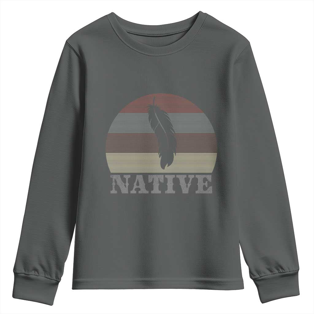 Native Indian American Pride Indigenous Native American Youth Sweatshirt TS14 Dark Heather Print Your Wear