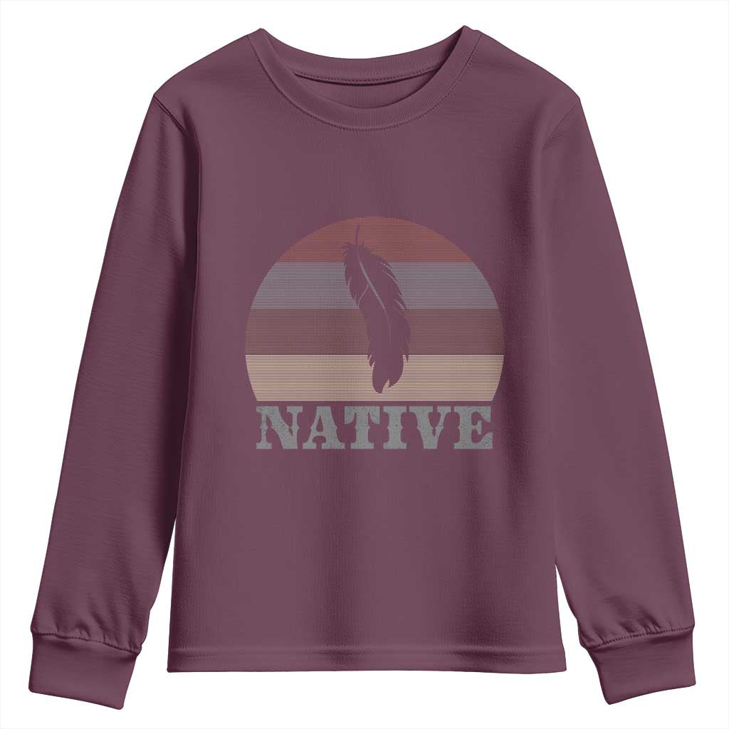 Native Indian American Pride Indigenous Native American Youth Sweatshirt TS14 Maroon Print Your Wear