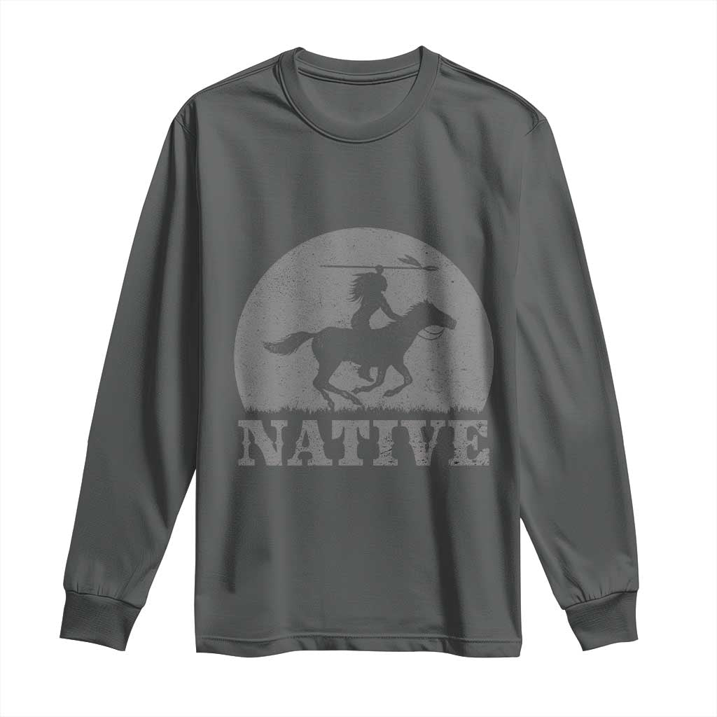 Northwest Native American Knight Pride Mountain Warrior Long Sleeve Shirt TS14 Dark Heather Print Your Wear
