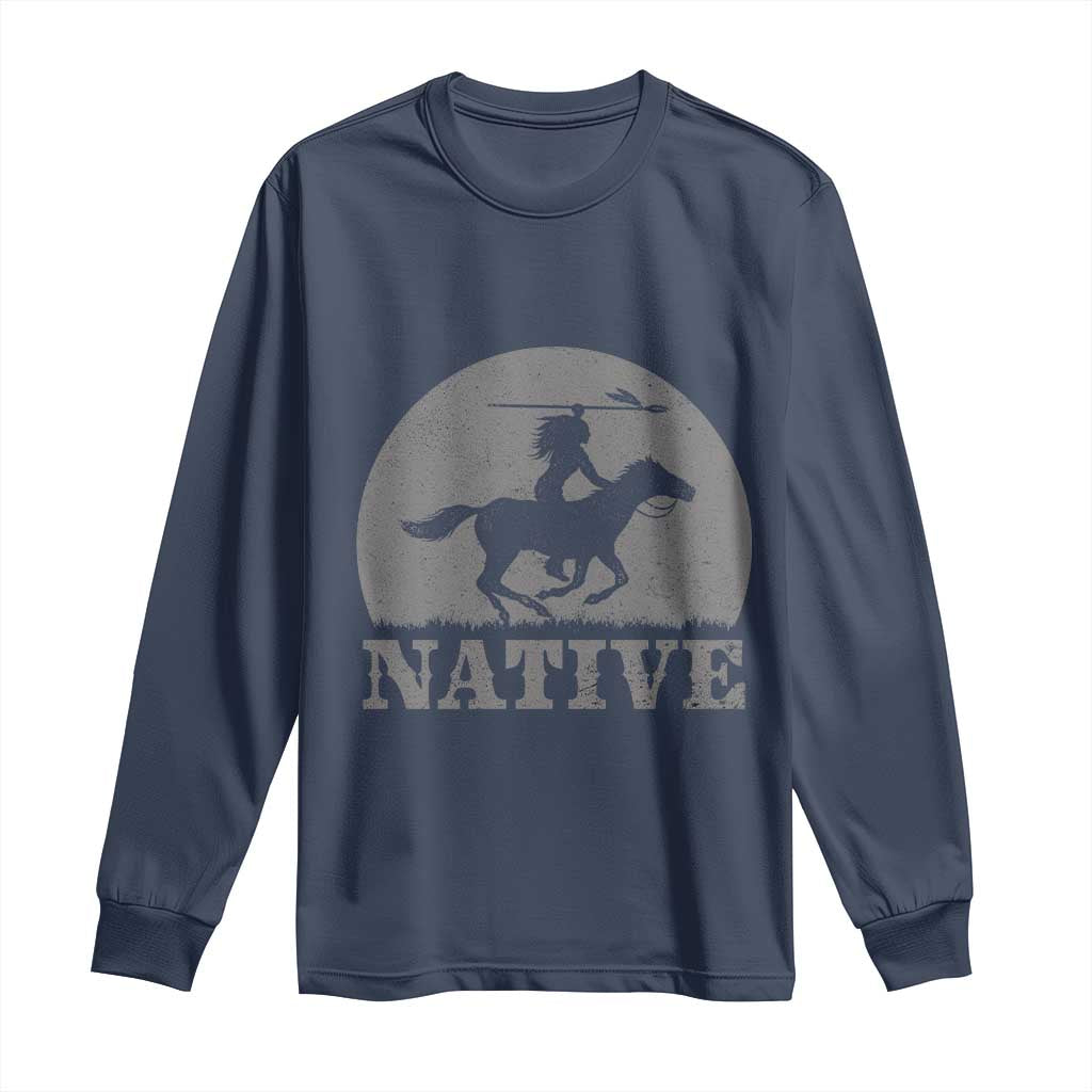 Northwest Native American Knight Pride Mountain Warrior Long Sleeve Shirt TS14 Navy Print Your Wear