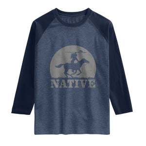 Northwest Native American Knight Pride Mountain Warrior Raglan Shirt TS14 Heather Denim Navy Print Your Wear