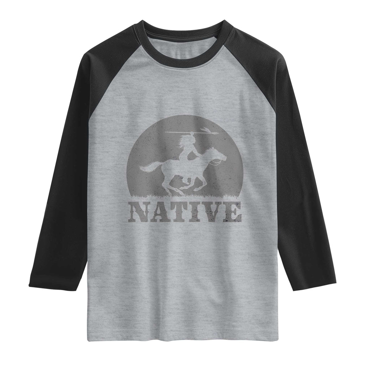 Northwest Native American Knight Pride Mountain Warrior Raglan Shirt TS14 Heather Gray Black Print Your Wear