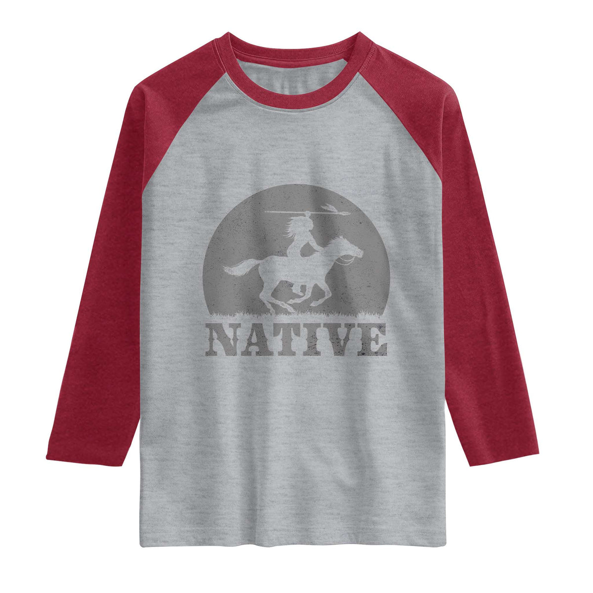 Northwest Native American Knight Pride Mountain Warrior Raglan Shirt TS14 Heather Gray Heather Red Print Your Wear