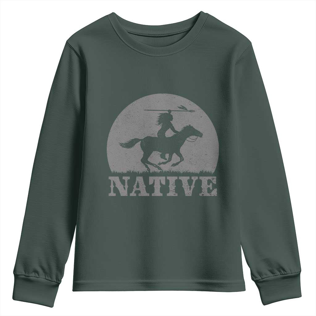 Northwest Native American Knight Pride Mountain Warrior Youth Sweatshirt TS14 Dark Forest Green Print Your Wear