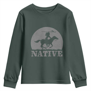 Northwest Native American Knight Pride Mountain Warrior Youth Sweatshirt TS14 Dark Forest Green Print Your Wear