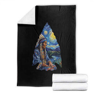 Native American Arrowhead Hunter Starry Night Throw Blanket TS14 Black Print Your Wear