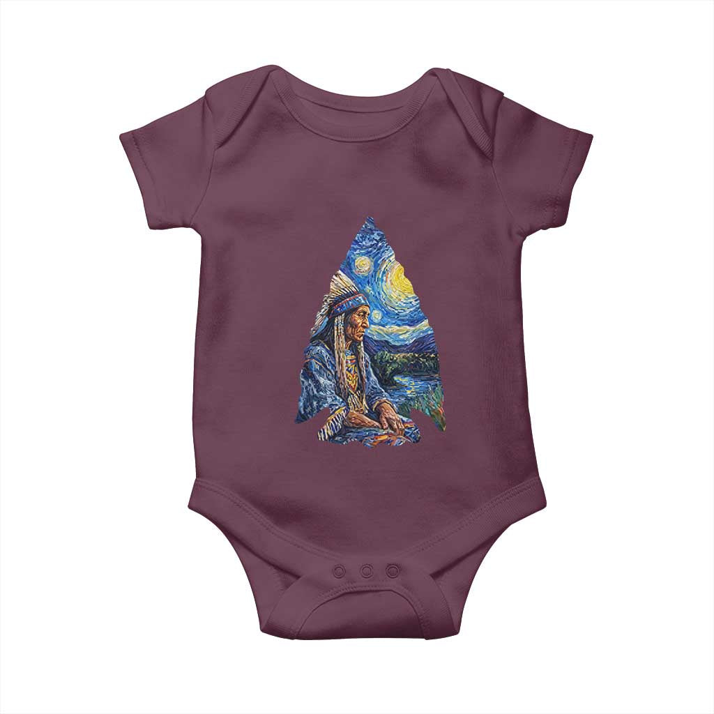 Native American Arrowhead Hunter Starry Night Baby Onesie TS14 Maroon Print Your Wear