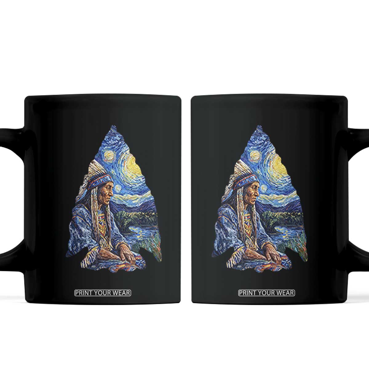 Native American Arrowhead Hunter Starry Night Coffee Mug TS14 Black Print Your Wear