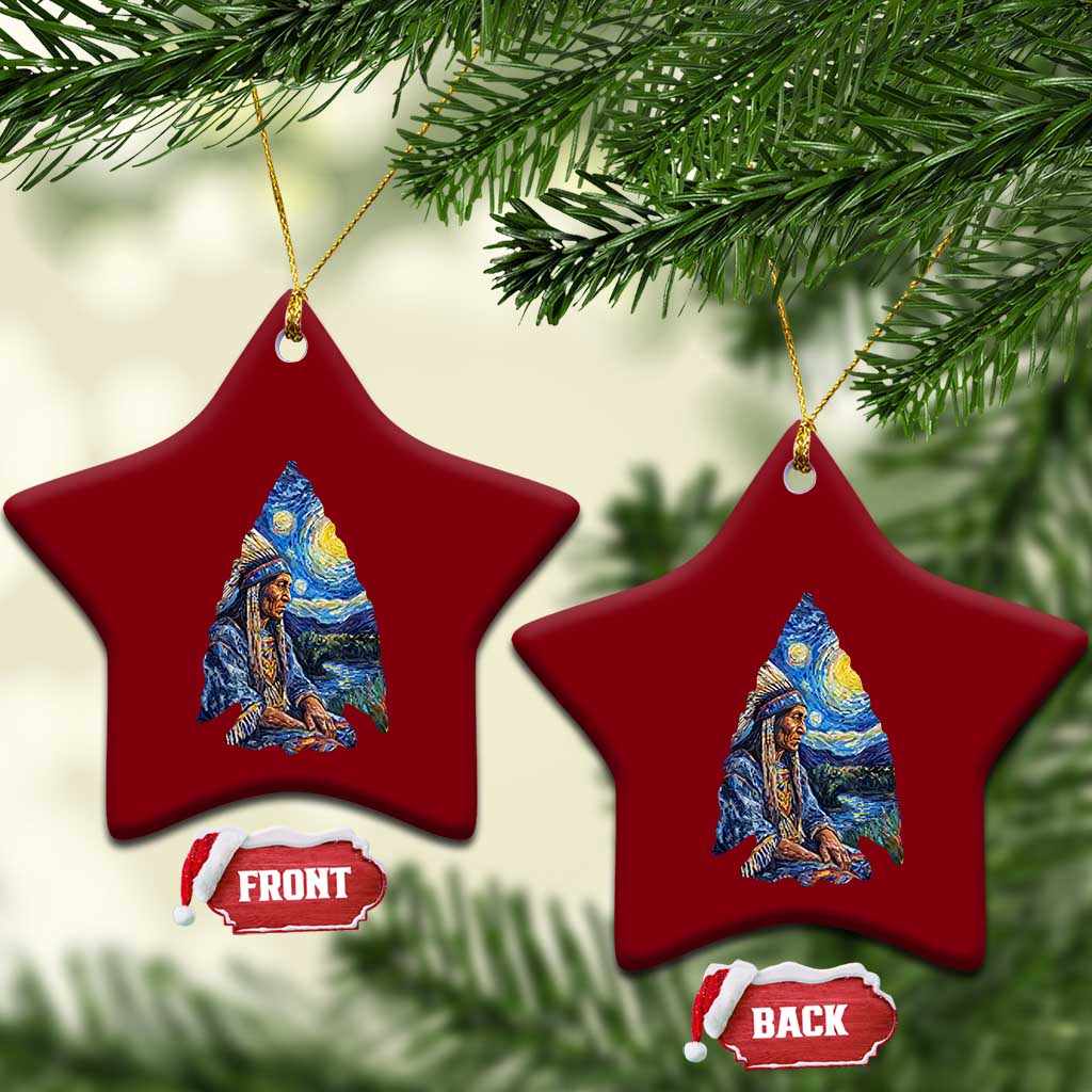 Native American Arrowhead Hunter Starry Night Ceramic Ornament TS14 Print Your Wear