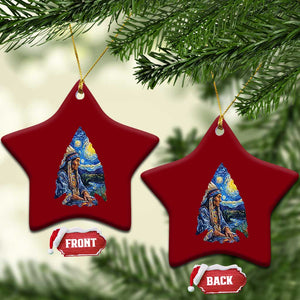 Native American Arrowhead Hunter Starry Night Ceramic Ornament TS14 Print Your Wear