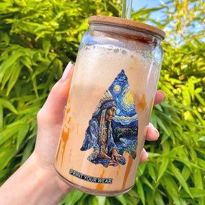 Native American Arrowhead Hunter Starry Night Glass Can TS14 Black Print Your Wear