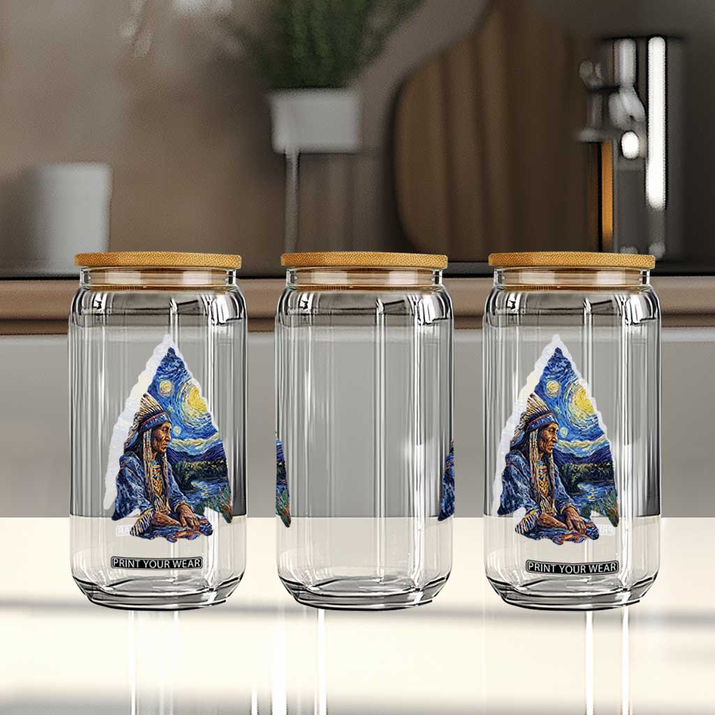 Native American Arrowhead Hunter Starry Night Glass Can TS14 Print Your Wear