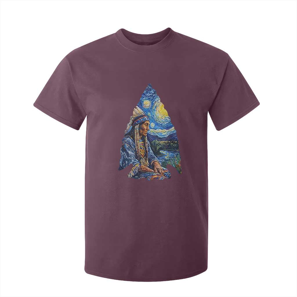 Native American Arrowhead Hunter Starry Night T Shirt For Kid TS14 Maroon Print Your Wear