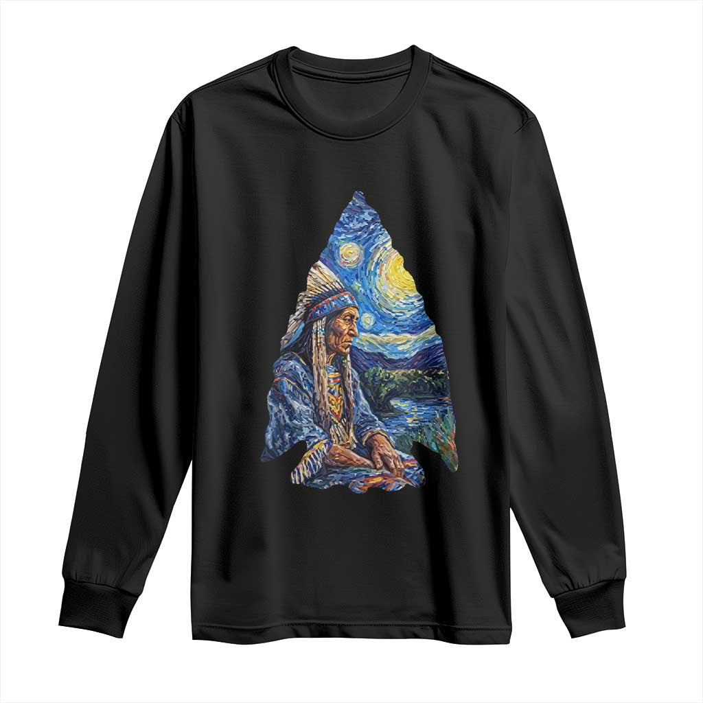 Native American Arrowhead Hunter Starry Night Long Sleeve Shirt TS14 Black Print Your Wear