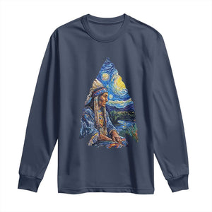Native American Arrowhead Hunter Starry Night Long Sleeve Shirt TS14 Navy Print Your Wear