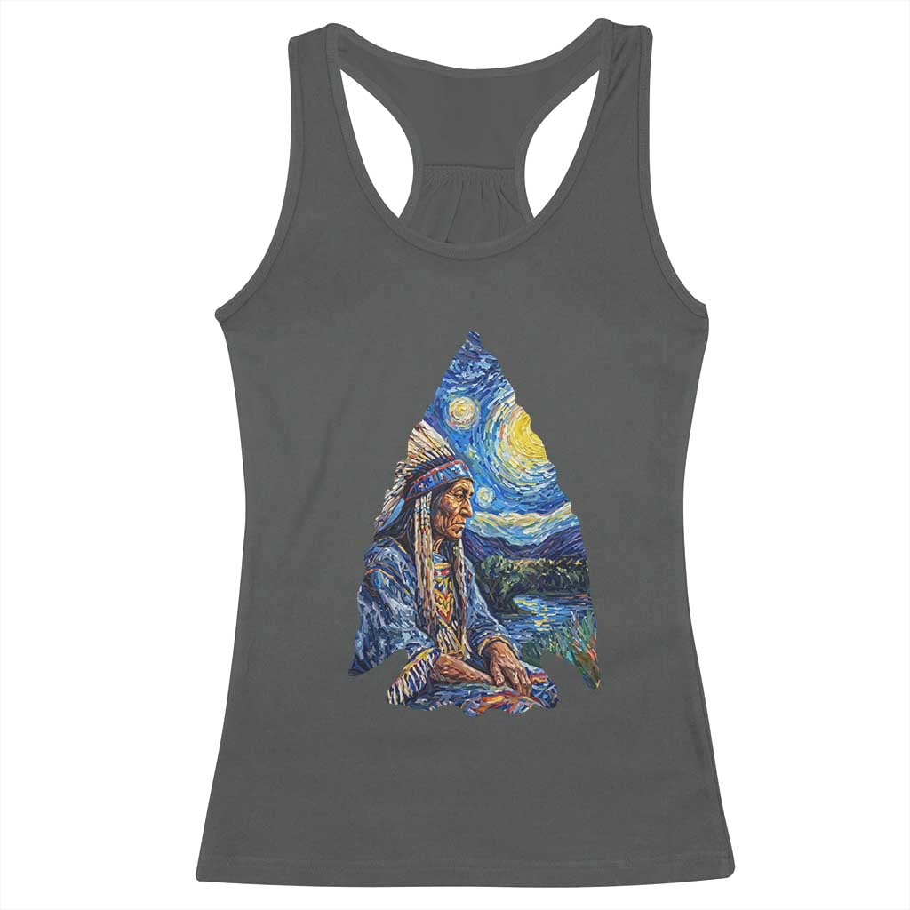 Native American Arrowhead Hunter Starry Night Racerback Tank Top TS14 Dark Heather Print Your Wear