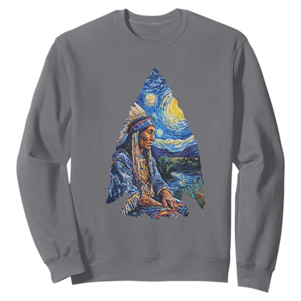 Native American Arrowhead Hunter Starry Night Sweatshirt TS14 Charcoal Print Your Wear