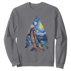 Native American Arrowhead Hunter Starry Night Sweatshirt TS14 Charcoal Print Your Wear