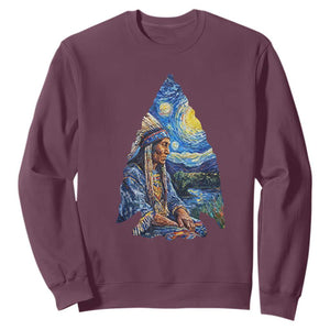 Native American Arrowhead Hunter Starry Night Sweatshirt TS14 Maroon Print Your Wear