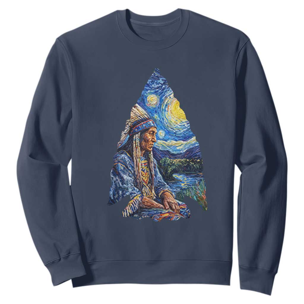 Native American Arrowhead Hunter Starry Night Sweatshirt TS14 Navy Print Your Wear