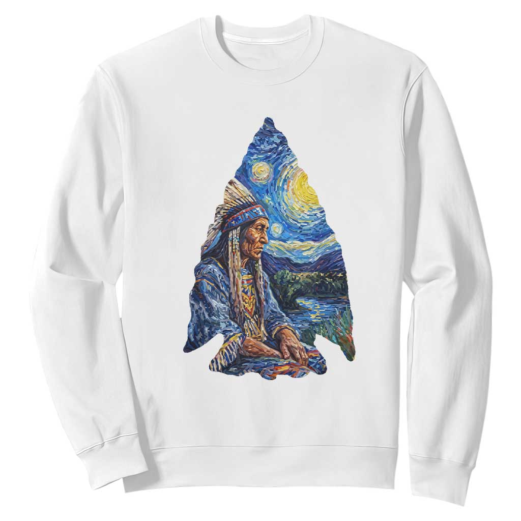 Native American Arrowhead Hunter Starry Night Sweatshirt TS14 White Print Your Wear