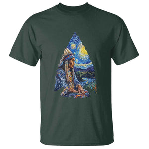 Native American Arrowhead Hunter Starry Night T Shirt TS14 Dark Forest Green Print Your Wear