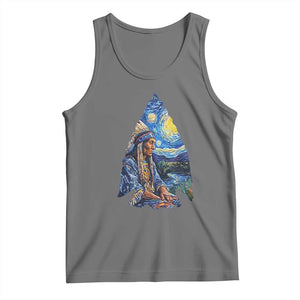 Native American Arrowhead Hunter Starry Night Tank Top TS14 Black Heather Print Your Wear