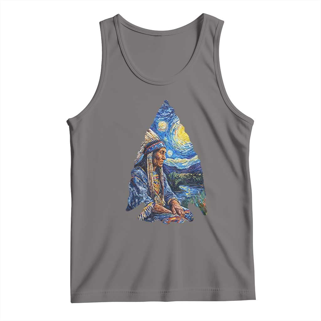 Native American Arrowhead Hunter Starry Night Tank Top TS14 Deep Heather Print Your Wear