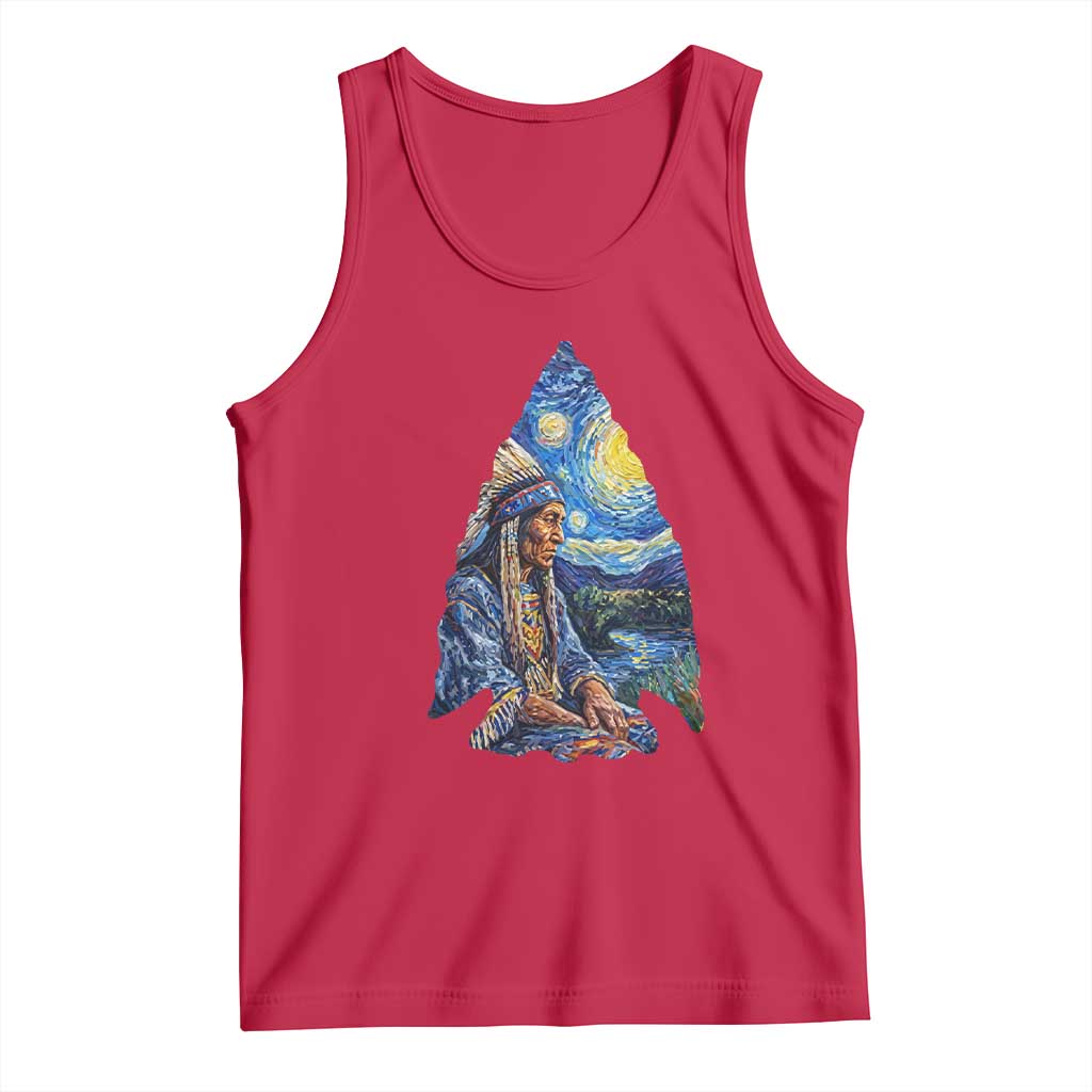 Native American Arrowhead Hunter Starry Night Tank Top TS14 Red Print Your Wear