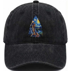 Native American Arrowhead Hunter Starry Night Washed Cotton Baseball Cap TS14 Print Your Wear