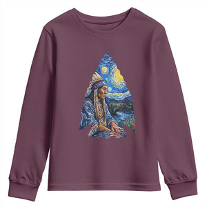 Native American Arrowhead Hunter Starry Night Youth Sweatshirt TS14 Maroon Print Your Wear