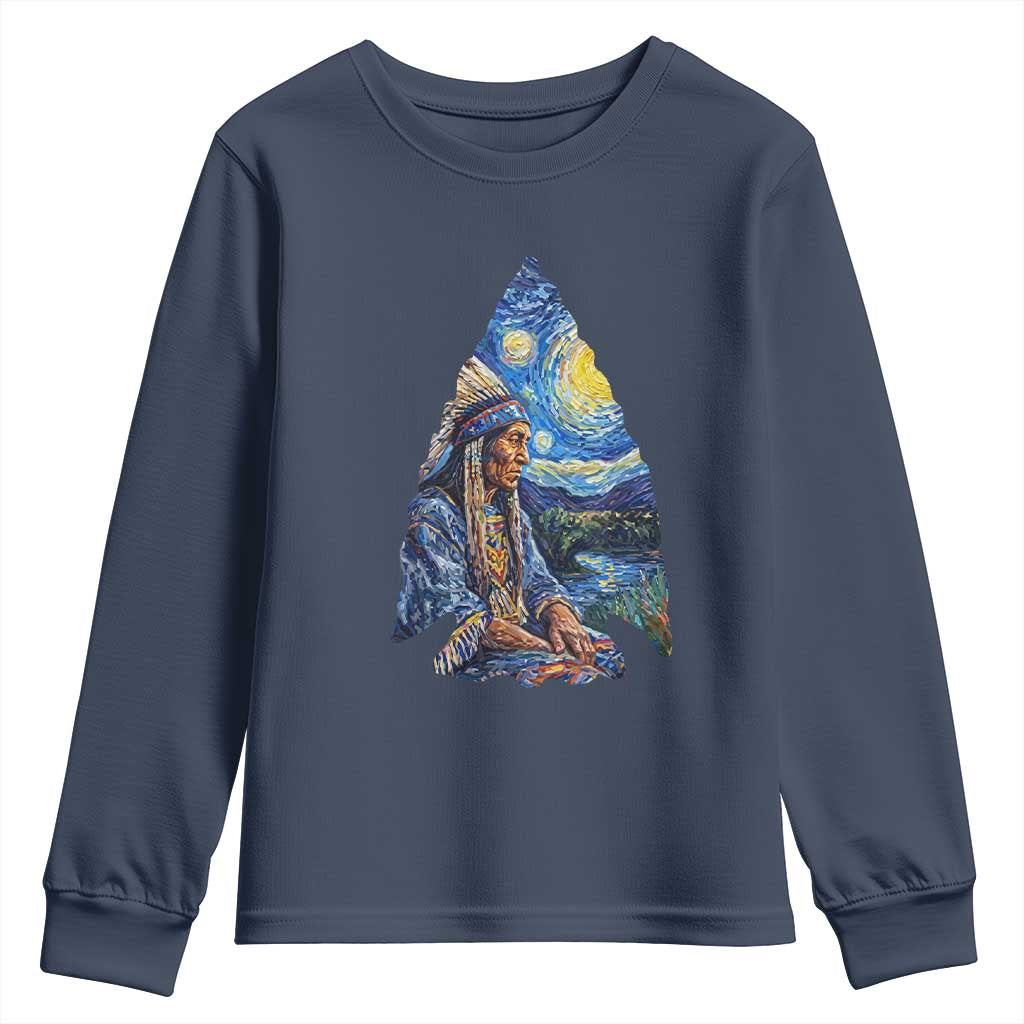 Native American Arrowhead Hunter Starry Night Youth Sweatshirt TS14 Navy Print Your Wear