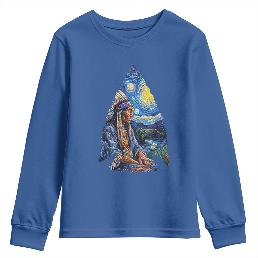 Native American Arrowhead Hunter Starry Night Youth Sweatshirt TS14 Royal Blue Print Your Wear