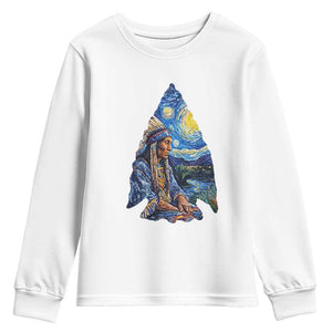 Native American Arrowhead Hunter Starry Night Youth Sweatshirt TS14 White Print Your Wear