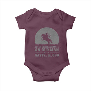 Never Underestimate An Old Man Native American Warrior Baby Onesie TS14 Maroon Print Your Wear