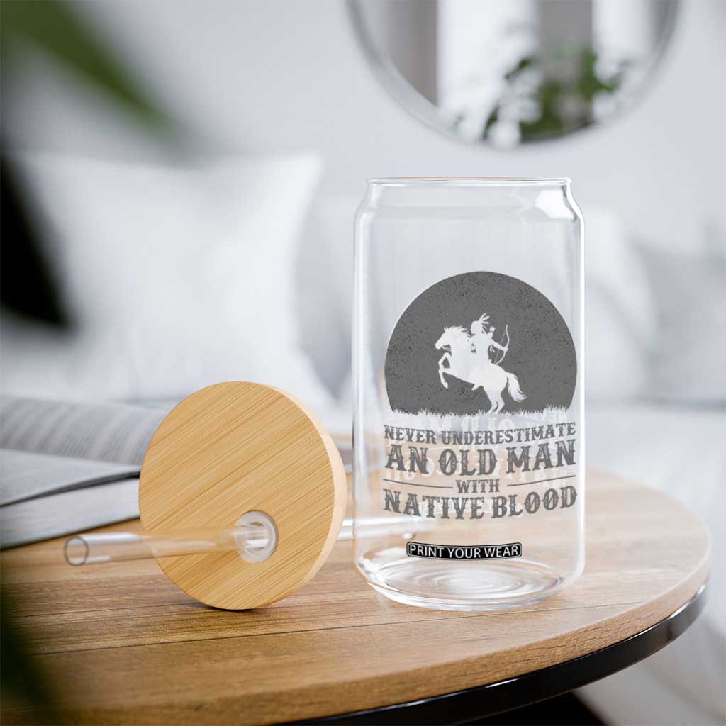 Never Underestimate An Old Man Native American Warrior Glass Can TS14 Print Your Wear