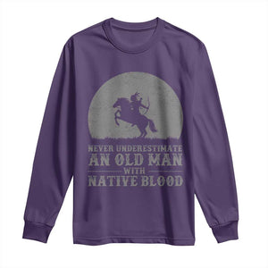 Never Underestimate An Old Man Native American Warrior Long Sleeve Shirt TS14 Purple Print Your Wear