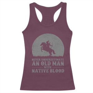 Never Underestimate An Old Man Native American Warrior Racerback Tank Top TS14 Maroon Print Your Wear