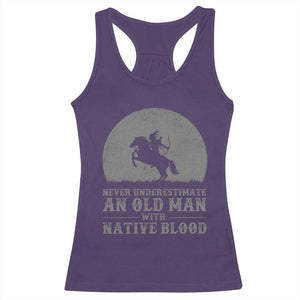 Never Underestimate An Old Man Native American Warrior Racerback Tank Top TS14 Purple Print Your Wear