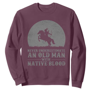 Never Underestimate An Old Man Native American Warrior Sweatshirt TS14 Maroon Print Your Wear