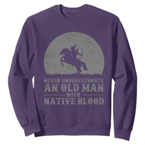 Never Underestimate An Old Man Native American Warrior Sweatshirt TS14 Purple Print Your Wear