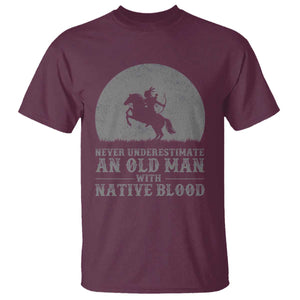 Never Underestimate An Old Man Native American Warrior T Shirt TS14 Maroon Print Your Wear