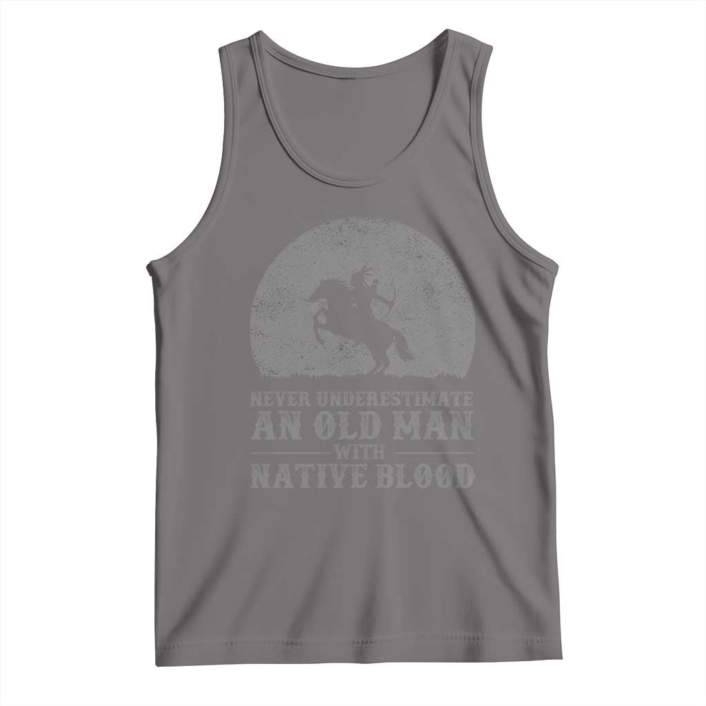 Never Underestimate An Old Man Native American Warrior Tank Top TS14 Deep Heather Print Your Wear