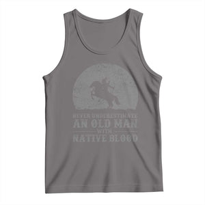 Never Underestimate An Old Man Native American Warrior Tank Top TS14 Deep Heather Print Your Wear