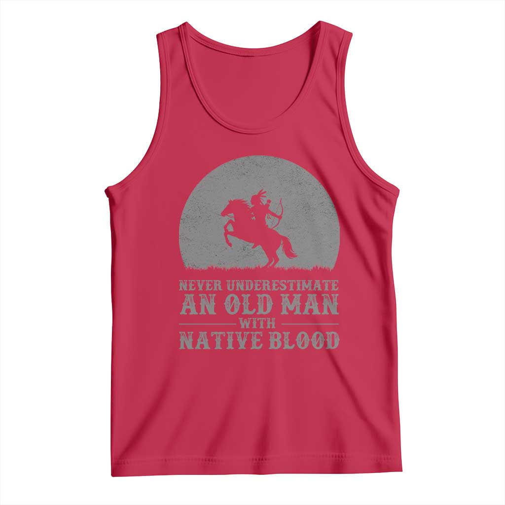 Never Underestimate An Old Man Native American Warrior Tank Top TS14 Red Print Your Wear